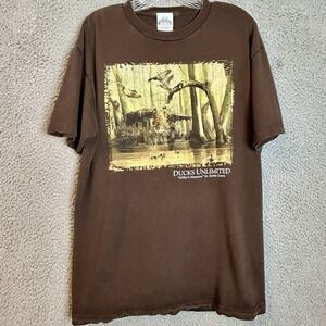 Vintage Ducks Unlimited "Miller's Mansion" By Zettie Jones Art T Shirt Size L